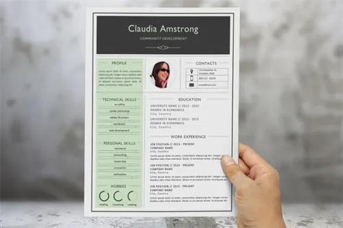 绿色照片简历模板 Green photograph resume template