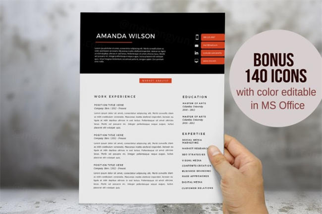 优雅的Word简历模板 Elegant 2 in 1 Word resume template