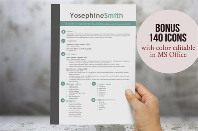 好用规则的简历模板 Left bar 2 in 1 resume template