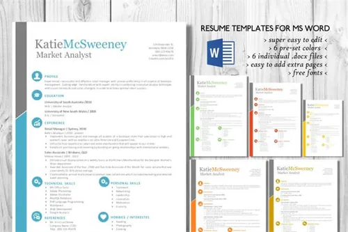简单易用的简历模板 Simple easy edit 2 in 1 Word resume