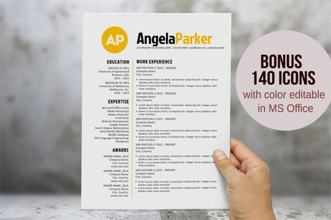 简约高端的简历模板 Round bold initial Word resume