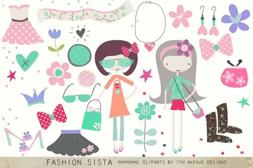 时尚主题剪贴Fashion Sista Cliparts