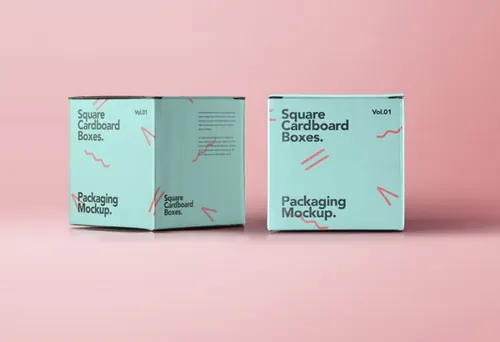 多功能方形Psd纸板箱样机 Square Psd Cardboard Box Mockup