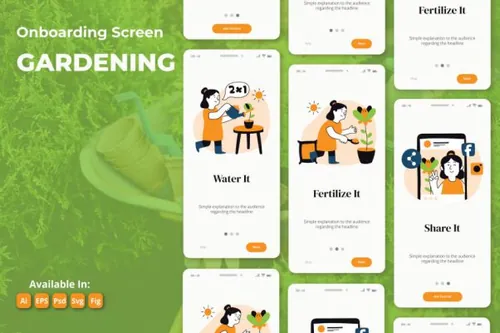 园艺和植物应用启动页模板（AI,EPS,FIG,PSD,SVG）
