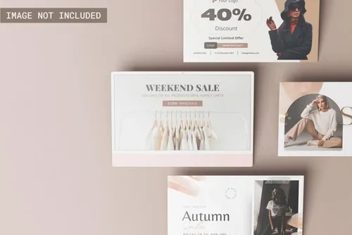 最新粉色苹果电脑网页设计多屏贴图展示样机模板 Imac 20