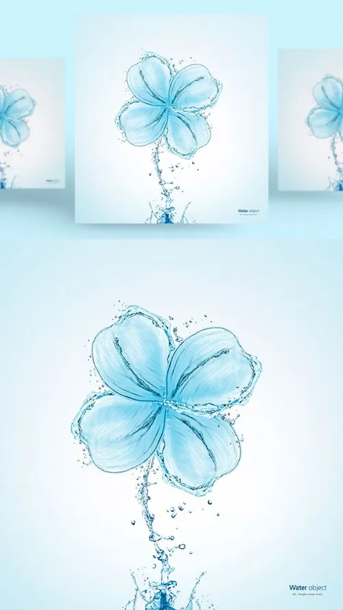 水元素鲜花形状PSD分层元素Water element PSD material