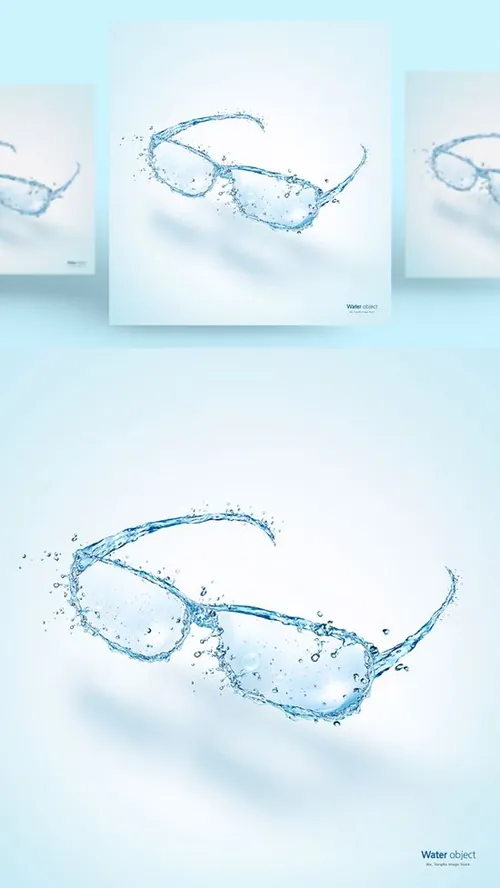 水元素眼镜形状PSD分层元素Water element PSD material