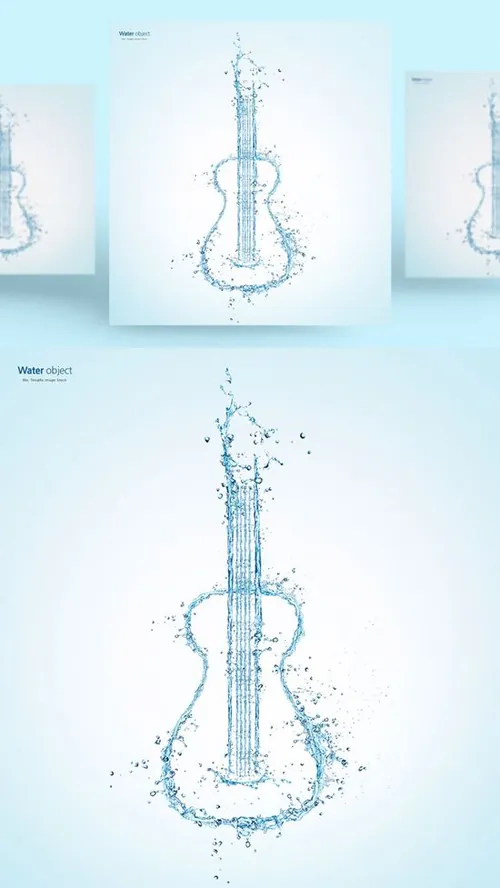 水元素吉他形状PSD分层元素Water element PSD material