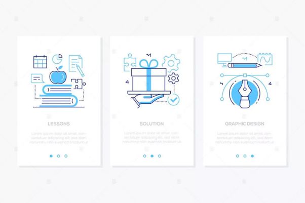 企业服务主题线性设计风格APP启动页插画