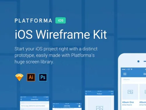 蓝色简洁实用移动手机APP原型设计终极线框UI套件Platforma for i