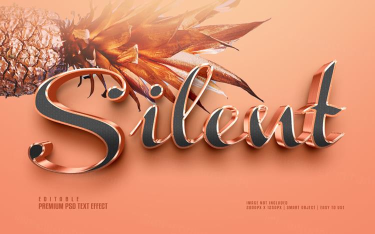 高质量香槟金立体字体特效文本样式PSD智能对象模板