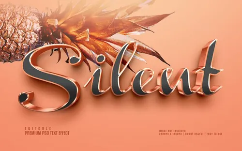 高质量香槟金立体字体特效文本样式PSD智能对象模板