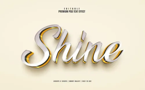 高质量金属立体字体特效文本样式PSD智能对象模板