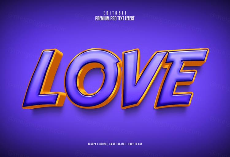 高质量黄色立体字体特效文本样式PSD智能对象模板