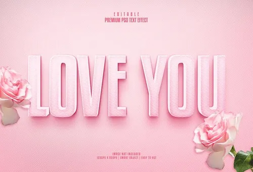 高质量粉色立体字体特效文本样式PSD智能对象模板