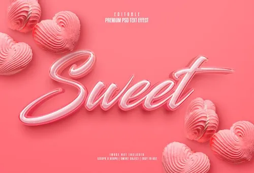高质量甜蜜粉色海报立体主题字体特效文本样式PSD智能对象模板