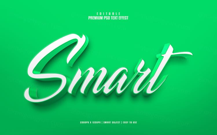 高质量绿色海报立体主题字体特效文本样式PSD智能对象模板