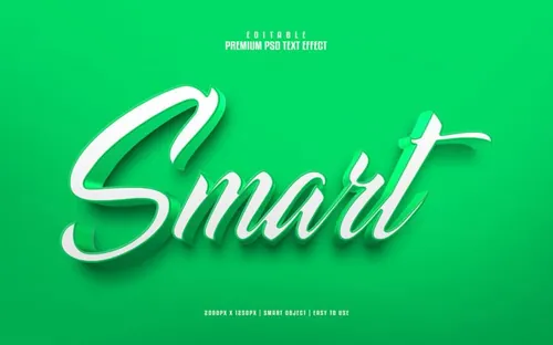 高质量绿色海报立体主题字体特效文本样式PSD智能对象模板