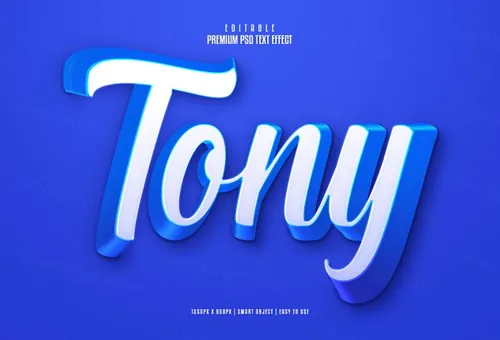 高质量蓝色多层海报立体主题字体特效文本样式PSD智能对象模板