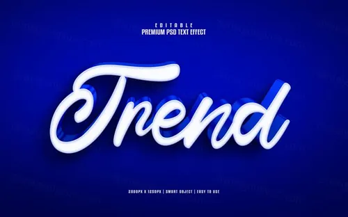 高质量蓝色海报立体主题字体特效文本样式PSD智能对象模板