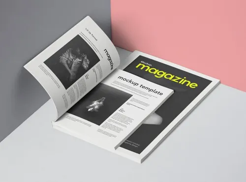 极简主义杂志排版设计样机 Psd Magazine Mockup 2 Sizes