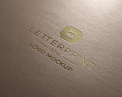 金色浮雕徽标贴图PSD模板Gold Relief Logo Mock-Up Template