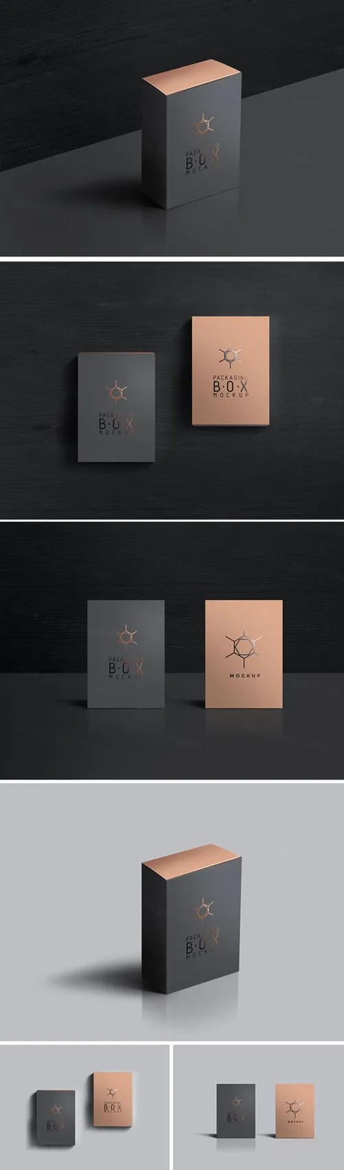 Packaging Product Box Mockup PSDs Vol031 黑色玫瑰烫金盒子贴图样机模板