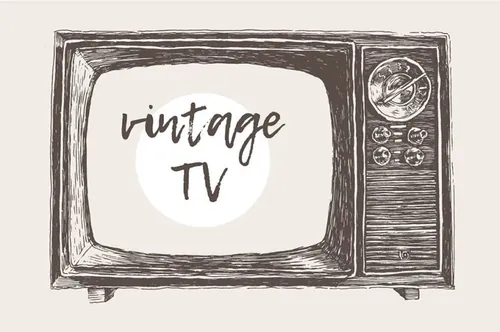 手绘电视机矢量插图Illustration of a vintage TV