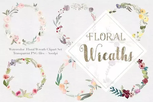 水彩花环插画集 Watercolor Floral Wrea
