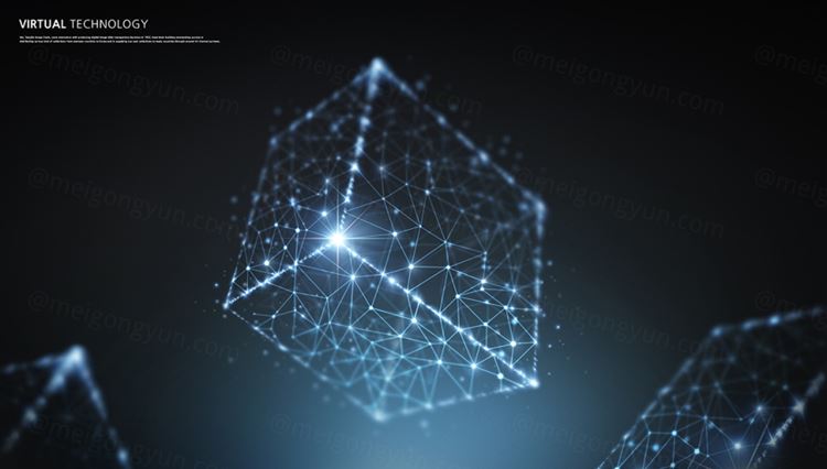 蓝色科技感信息技术网格线条光效三维立体空间高清背景海报PSD设计素材