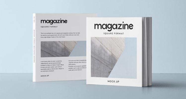 书籍封面模型PSD贴图模板Square Psd Magazine Mockup