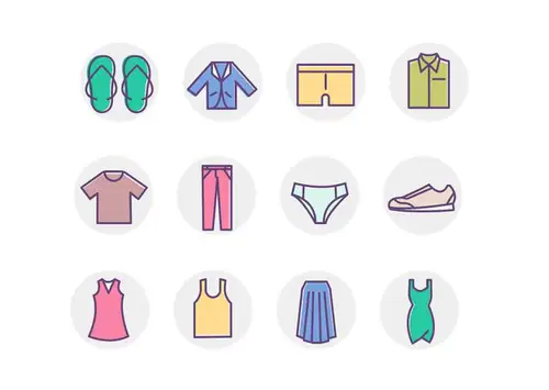 20 Clothing Color Icons Set 服装图标矢量源文件 Vol023