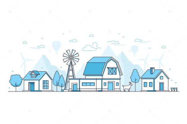 有机农业主题线性设计风格矢量插画