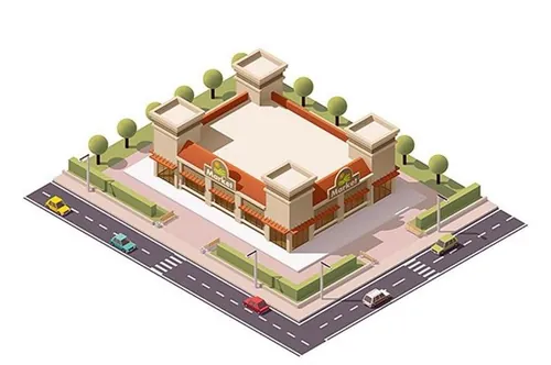 房屋模型Vector isometric indoor market