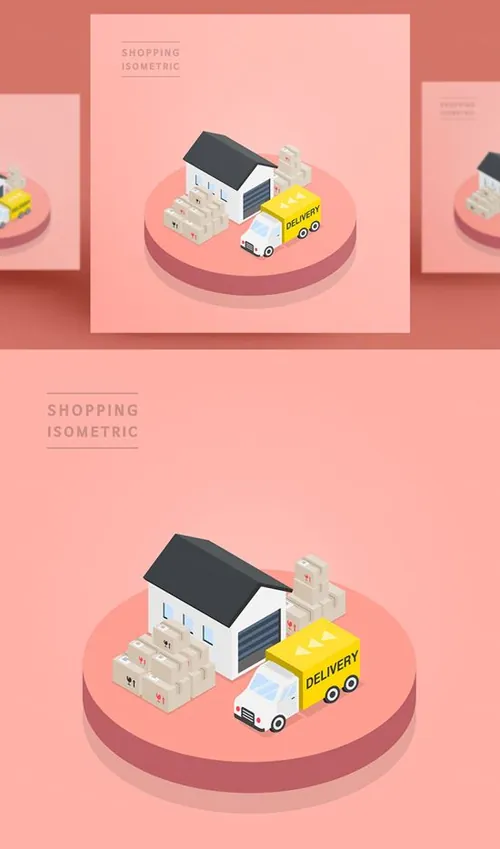 创意时尚彩色购物打折促销商场逛街卡通等距插图矢量设计素材9106