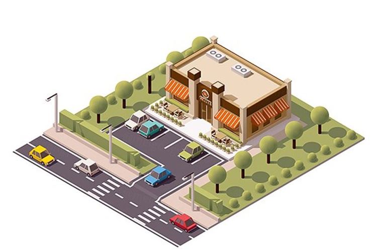 房屋模型Vector isometric coffee shop
