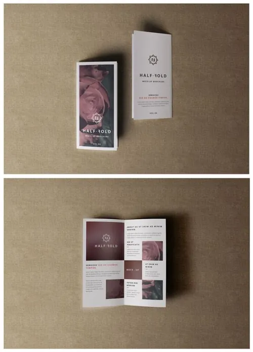 公司介绍宣传册样机 Psd Bi Fold Mockup Template Vol4