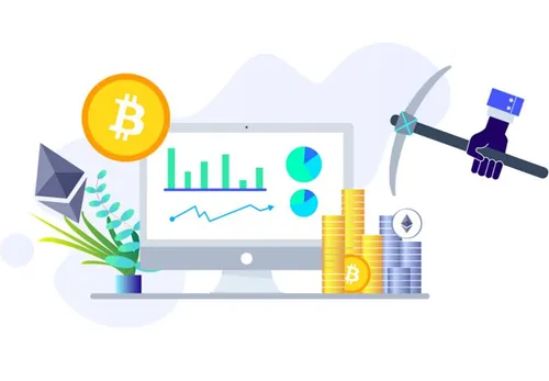 项目ICO区块链平台加密货币比特币2D矢量插图设计素传Blockchain Platform 01