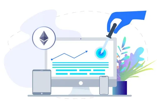 项目ICO区块链平台加密货币比特币2D矢量插图设计素传Blockchain Platform 03