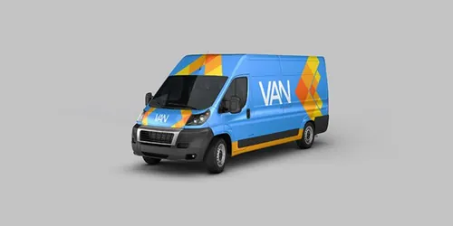 面包车车身广告贴图样机Van Mockup ＃6581716
