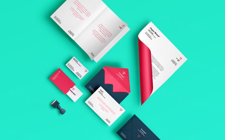 现代简洁文具品牌VI提案贴图样机PSD模板Basic Stationery Branding