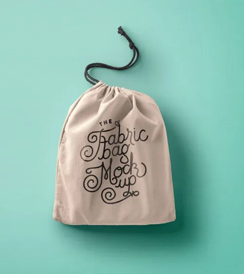 织物袋抽绳Psd袋样机 Drawstring Psd Bag Mockup Vol2
