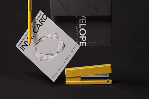 信封邀请函品牌VI设计提案场景展示样机模板 Desk Psd