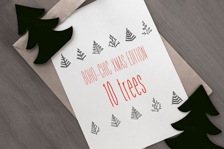 圣诞节矢量树剪贴10 Christmas Vector Trees