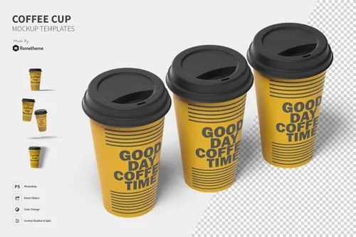 一次性咖啡纸杯设计图样机 Coffee Cup Mockup Set FH
