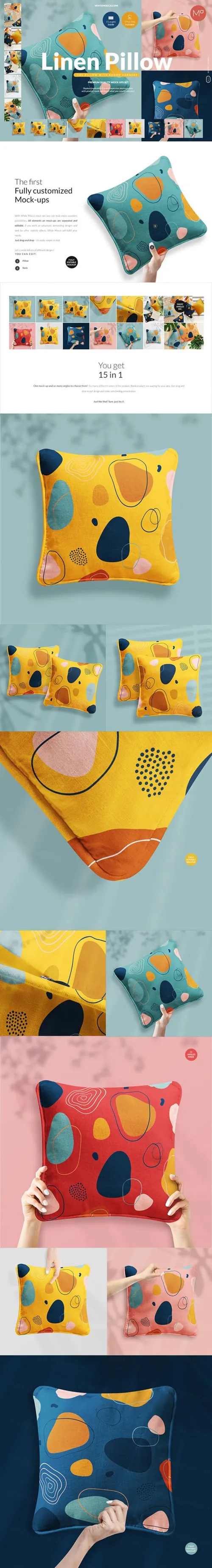 亚麻布料枕头图案设计样机素材包[1.86GB,PSD]