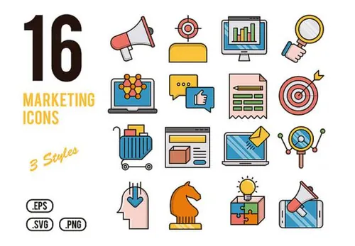 16个营销推广商场购物打折宣传矢量图标集Marketing Icons