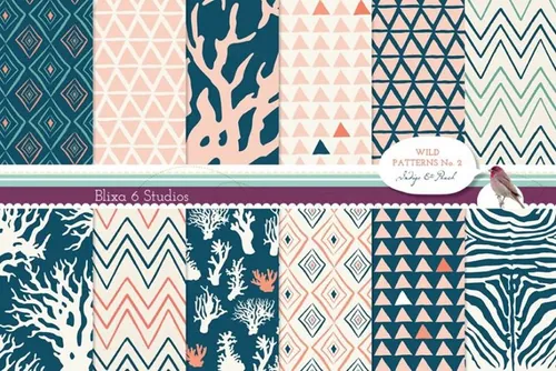 12种野外图形的几何背景纹理素材 12 Wild Geometric Digital Patterns