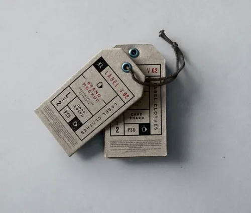 棉纸/牛皮纸压印文字服装吊牌贴图样机 Psd Label Brand Mockup Vol2