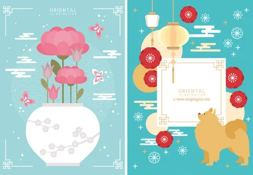 2018新年春节矢量海报Happy New Year Vec